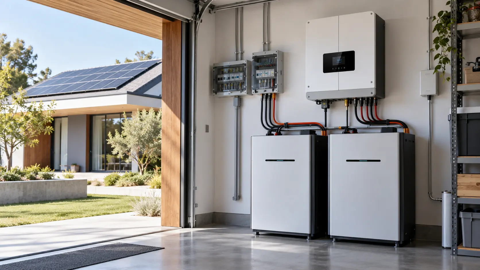 Sistema solar residencial con inversor y baterías LiFePO4 de almacenamiento